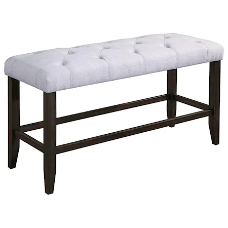 Upholstered Counter Height Bench with Button Tufting